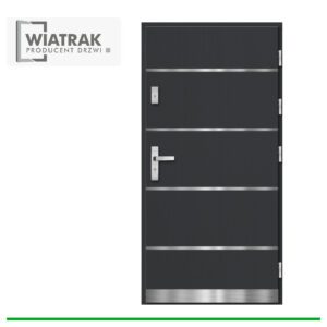 Drzwi drewniane Wiatrak płytowe pasywne PA2 INOX